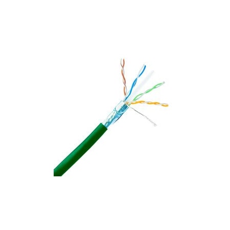 Cable Wholesale Plenum Shielded Cat6a Green Copper Ethernet Cable, 10 Gigabit Solid, CMP, POE Compliant, 14X6-551NH